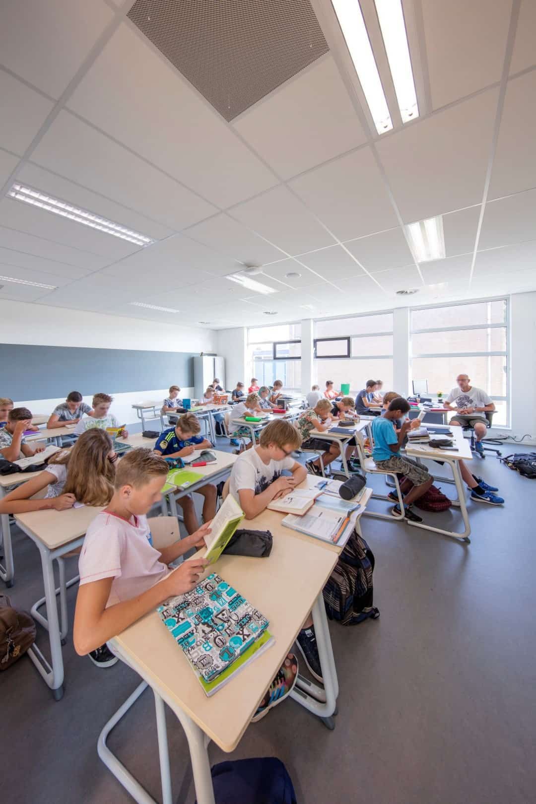 Het klaslokaal van het Teylingen College KTS in Voorhout