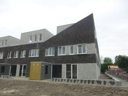 Zwart met wit huis met schuin dak