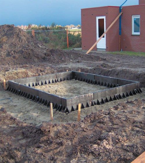 Fundering op zand bij de bouw